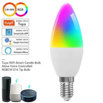 Tuya Smart WiFi Pirn E14 5W RGB Led Smart Home APP Ajastus Ereduse pult Töötab Alexa Google Kodu