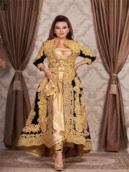 Vestido De Novia 2023 Gooti Traditsiooniline Kosovo Albaanlastest Kauhtana Must Õhtukleit Pikkade Varrukatega Kuld Applique Eest Araabia Naised
