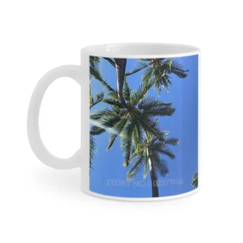 Tropical Palm Tree Unistus Valge Kruus Kohvi Tassi Piima Tee Tassid Kingitus Sõpradele Palm Tree Laadi Eluslooduse Suur Troopiline Saar