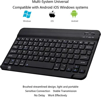 Ultra-Slim Bluetooth Klaviatuur Kaasaskantav Mini Wireless Klaviatuur Laetav Tahvelarvuti iOS, Android, Windows