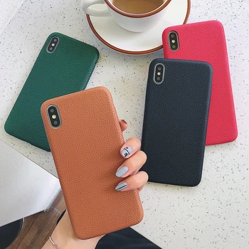 LitchiTexture leather Case for iphone 11 12 Pro Max X XS XR, XS Max Capa iphone 6 7 8 Plus 8plus Pehme Kate Coque
