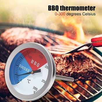 Kahest metallist ühendusdetailide BBQ Suitsetaja Grill Liha Termomeeter 0-300 Kraadi Celsiuse Temperatuuri Näidik Roostevabast Terasest Köök Toiduvalmistamise Vahend