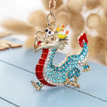 Uued Hiina Zodiac Diamond Uus Aasta Ripats Loominguline Hiina Draakon Võtmehoidja Custom Metall Draakon Võtmehoidja