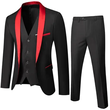 Kõrge Kvaliteet (Pintsak+ Vest + Püksid) Mehed Lihtne Äri Elegantne Mood tööintervjuu Härrasmees Sobiks Slim 3-osaline Ülikond