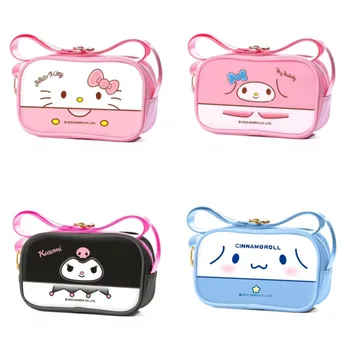 Sanrio hello kitty cartoon pu messenger kott, kuromi tõmblukk õlakott, mood tüdrukud mündi rahakott võtmed kosmeetika ladustamise kott