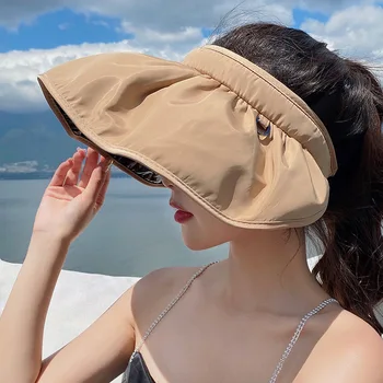 Suvel Shell Päikesevarju Müts UV Kaitse Kahesuguse kasutusega Juuksed Hoop Päike Müts Naistele Väljas Beach Pehme Kokkupandav Lai Nokk Kopp Mütsid
