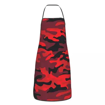 Sõjalise Punane Kamuflaaž Põll Naiste, Meeste Trükitud Köök Pudipõlled Camo Tekstuur Polüester Köök Toiduvalmistamis Pinafore