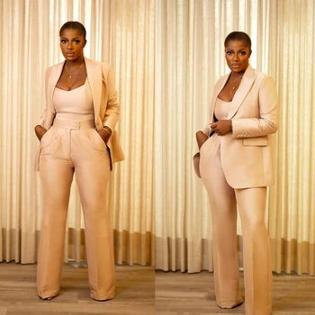 Elegantne Aafrika Naised 2 Tükki Set Slim fFit Saavutas Rinnamikrofon Blazer Mood Põletatud Püksid Casual Kleidid iga Päev