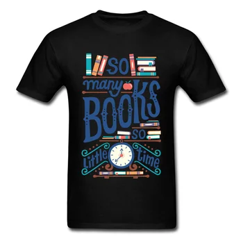 Nii Palju Raamatuid on Nii Vähe Aega, T-särk Meeste Musta T-Särk Peace Kirjaga Tops Geek Kell Naljakas Tshirts Uudsus Riided