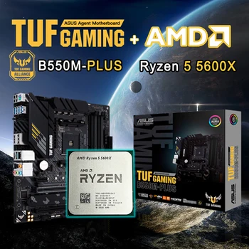ASUS TUF MÄNGUDE B550M PLUS Micro-ATX B550M Emaplaadi+UUS AMD Ryzen 5 5600X R5 5600X CPU Processador Ilma Jahedamaks