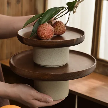 Jaapani retro Akaatsia puidust koogi plaat, pere elutuba suupisted, magustoit plaat suupiste kook display rack savi suu puu-plaat