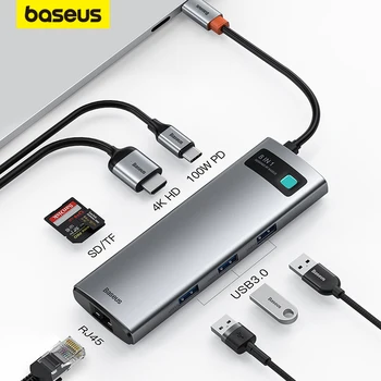 Baseus USB-C-HUB USB Multi HDMI-ühilduva USB 3.0, RJ45 Carder Lugeja OTG USB Adapter Splitter for MacBook Pro lennukeskuse