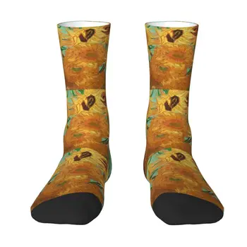 Vincent Van Gogh Kaksteist Päevalilled On Vaas Mask Kleit Sokid Meestele, Naistele, Soe Mood Uudsus Kunsti Maali Lilled Meeskonna Sokid