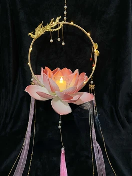 Hanfu Tarvikud Plastikust Kaasaskantav Lotus Roosa Lambi Antiik Staadiumis täitmiseks Ornament Rekvisiidid Kodu Kaunistamiseks Hiina Stiilis 1tk