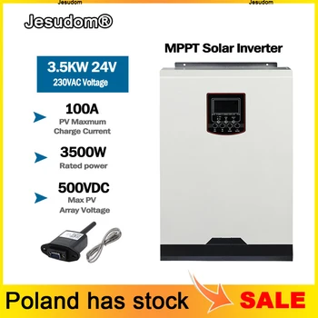 3.5 KW Hybrid Inverter MPPT 24V 100A Päikese Eest vastutav Puhas Siinus Solar Inverter AC230V 48VDC 500VDC Off-Grid WiFi