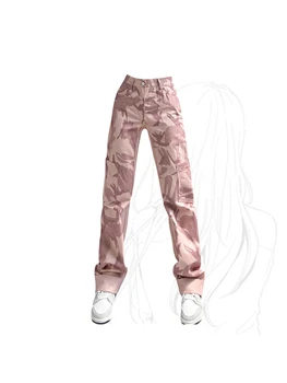 Naiste Roosa Cargo Püksid Suvel Uus Kottis Mood Liiga Y2k Kamuflaaž Püksid Püksid Naissoost Hip-Hop Joggers Streetwear 2023