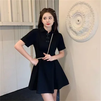 Kõrge kvaliteediga Must Kleit Naiste Suvel Temperament Kleit Paranenud Cheongsam Seelik Suured Salenemisele Uus Hiina Stiilis Seelik