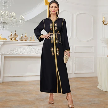 2023 Ametlik Maxi Dubai Abaya Must Saudi Araabia Moslemi Kleit Luksuslik Kõrge Klassi Türgi Seal Kaftan Marroco Vöö Moslemi Naine Kimono