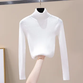 Sügis-Talvine Naiste kõrge kaelusega Pingule venitada tõmba õhuke kampsunid kudumid pullover korea femme riided Soe Vabaaja rõivad