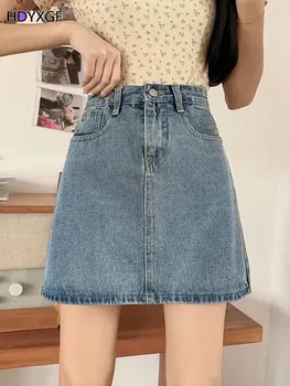 Mõõdus 5xl Denim Lühikesed Seelikud Naistele korea Fashion Kõrge Vöökoht-line Mini Seelik Suvel Tahked Värvi Vabaaja Jean Streetwear