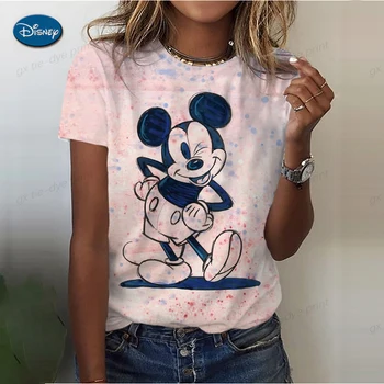 Disney Suvine Mood Prindi Riided Tee Särk Akvarell Armas Armas Miki Hiir Naiste Cartoon Lühikesed Varrukad Graafiline T-särgid