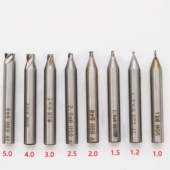 HSS Lõpus Milling Cutter 1,0 mm 1,2 mm 2,0 mm 2,5 mm-3.0 mm 4.0 mm 5.0 mm Harjutused Seatud DEFU Peamisi Lõikamise Masinad