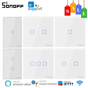 SONOFF T0 T1 WiFi Smart Wall Lüliti EL/USA/UK 1/2/3 Gang Valguse Lüliti, Kaugjuhtimispuldi Kaudu Ewelink APP Töötab Alexa Google Kodu