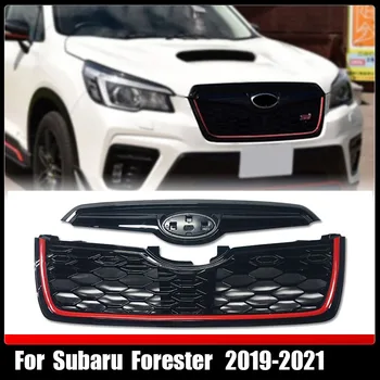 Sest Subaru Metsnik 2019-2021 Kaitseraua Iluvõre Abs Sport X-Break Stiilis Esi Grilli Võre Komplekt, Ülemine-Alumine Läikiv Must W. Punane Riba