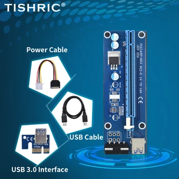 TISHRIC Ver 006 Ärkaja Kaart PCI-E Adapter Graafika pikenduskaabel Usb-Kaabel-PCI Express 1X kuni 16X Extender Jaoks GPU Kaevandaja Kaevandamine