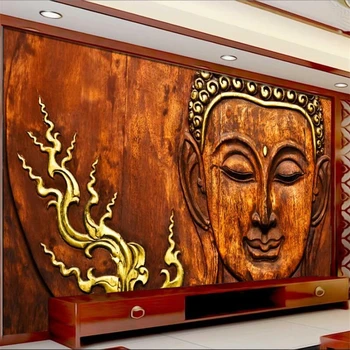 wellyu Kohandatud suure seina maalikunstnik HD Buddha kuju woodcarving müüri taustal seina tapeet papel pintado de viilutatud