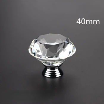 40mm Kristall Klaas Diamond Sahtli Käepide K9 Ühe Augu Sahtel Kabineti Ukse Käepide Riistvara Tarvikud