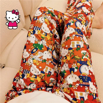 Uued Sanrio Hello Kittys Y2K Sirge Jalg Püksid Kawaii Anime Armas Kodu Ilu Õpilane Suvel Lahti Püksid Mänguasjad Tüdrukute Kingitused