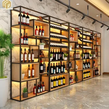 Loominguline multi-kiht põrandal seisvad veini kabinet restoran, veini display rack jaoks veinikelder, sisevalgustusega punast veini ladustamise ja