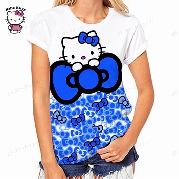 Uus Suvine 2023 T-Särk Naiste O Kaela Cute Cartoon 3D Hello Kitty Cartoon Top 5XL Naiste Vabaaja Lühikesed Varrukad Mood T-Särk