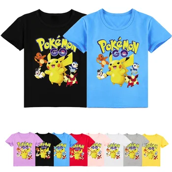 Jaapani Anime Pokemon Pikachu Laste Prindi Cartoon Fashion T-särk Laste Riided Poistele ja Tüdrukutele Kingitused Sünnipäeva Riided