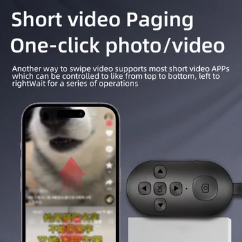 Traadita Sõrme Video Töötleja Kantavad 7 Klahvid Lehekülg Flipping Bluetooth-ühilduva 5.0 Tüüp-C Laetav IOS/Android